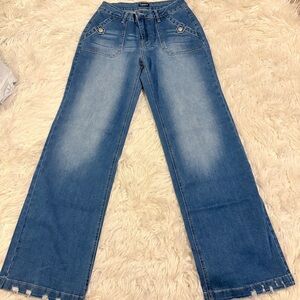 Flamingals wide leg stretchy denim jeans size S FL5-201